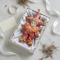 Rose Jester Doll Decorative Fortunate Clown Doll Gold Trim for Collectors