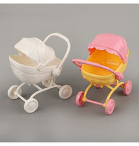 Miniature Dollhouse Accessories Set with Toy Stroller and Dining Table