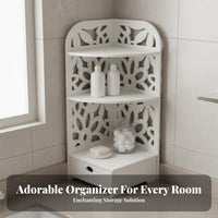 2-Tier Corner Organizer Space-Saving Tiered Organizer with Drawer Waterresistant Countertop Shelf for Homeowners, Students, Washroom, Kitchen