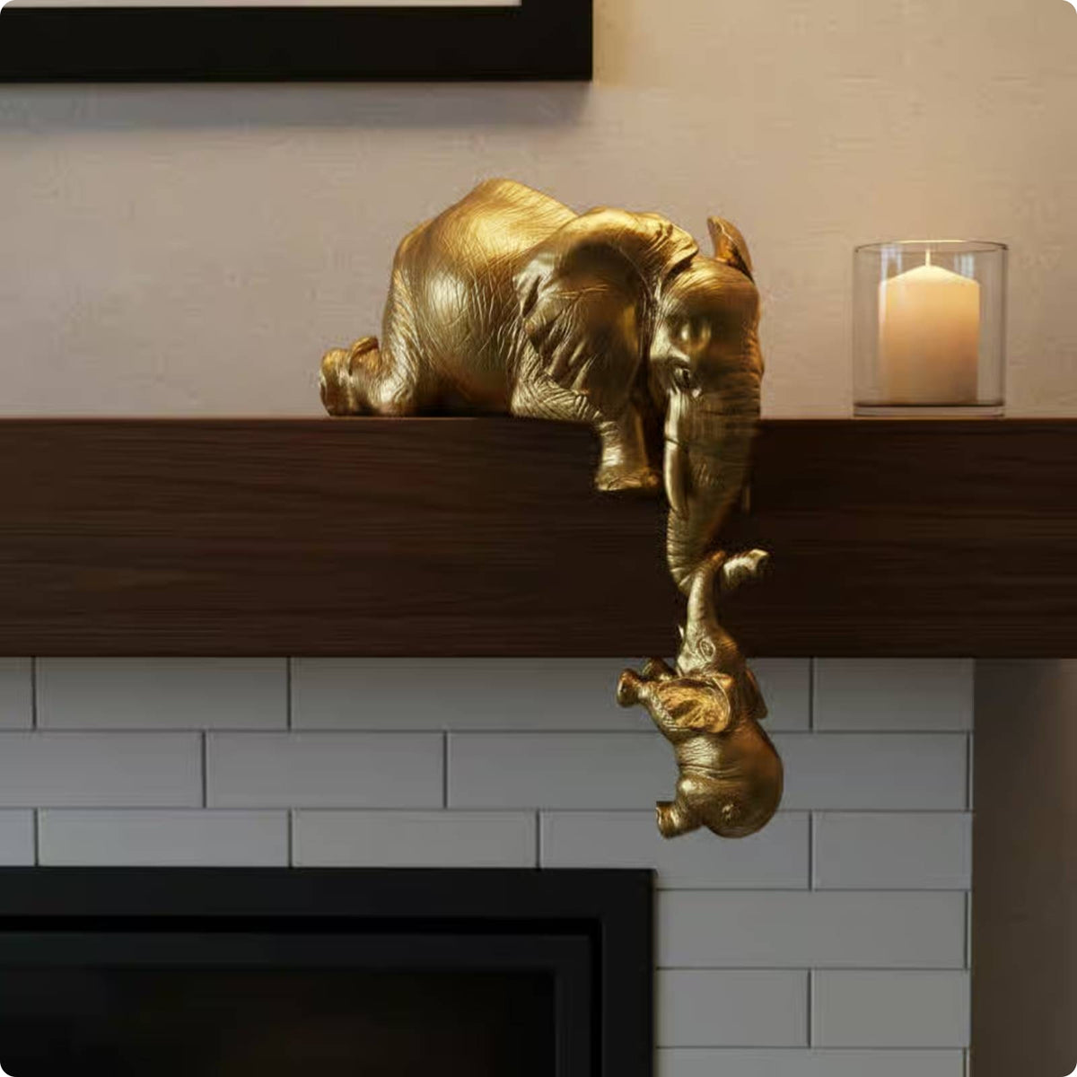 Gold Elephant Statue Smooth Elephant Figurine Gift Animal Sculpture