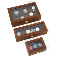 Walnut Wood Watch Storage Box with Window and Lock for Men and Women, Home Use