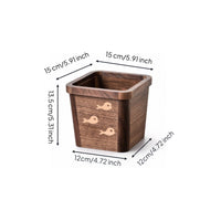 Wooden Trash Bin Small Trash Bin with Liner Holder Compact Square Waste Basket for Washroom, Bedroom