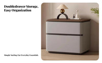 Two-Drawer Night Cabinet Sturdy Structure Bedside Table Wear-Resistant Finish