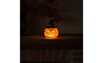 Pumpkin Lamp with Witch Hat Halloween Pumpkin Table Lamp Decorative Jack-O'-Lantern Night Light for Entryway