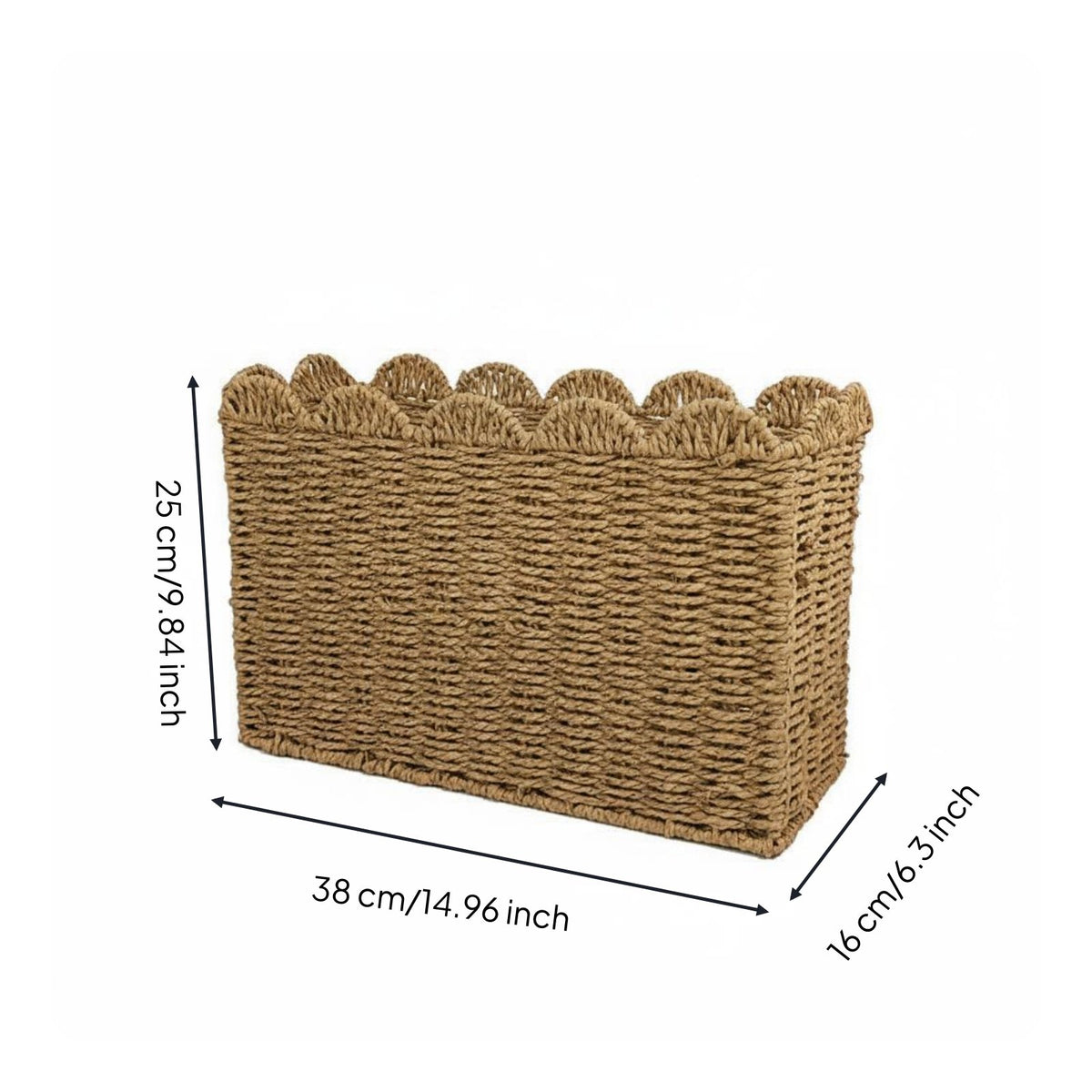 Paper Rope Magazine Basket Decorative Woven Magazine Holder Space-Saving Paper Rope Book Basket for Office