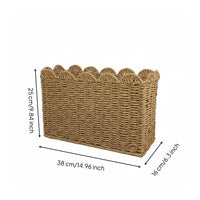 Paper Rope Magazine Basket Decorative Woven Magazine Holder Space-Saving Paper Rope Book Basket for Office