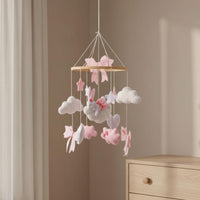 Pink Felt Crib Mobile Easy to Install Nordic Baby Mobile for Babies, Newborns