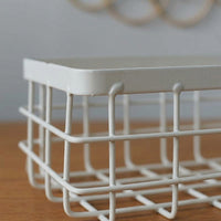 Storage Baskets for Shelves with Iron Wire Metal Frame for Kitchen Wall Hanging and Desktop Organizer, Minimalist Design Style