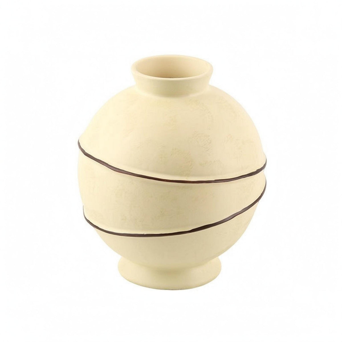 Bulb Vase Flared Neck Footed Vase Cream Finish