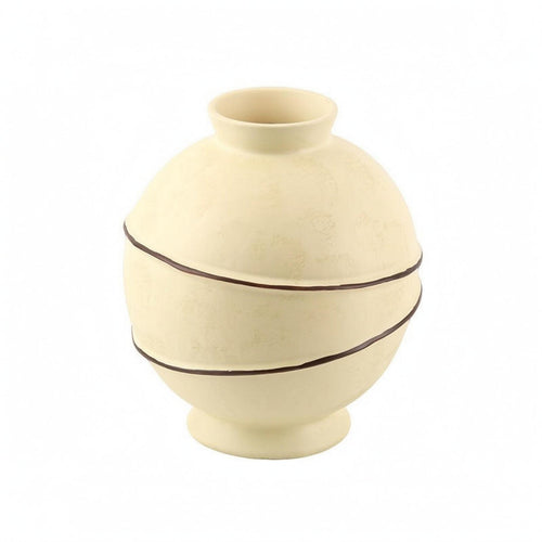 Bulb Vase Flared Neck Footed Vase Cream Finish