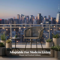 Woven Backrest Armchair Nordic Design Patio Chair Minimoutsideist Design Weather-Resistant for Homeowners, Boutsidecony