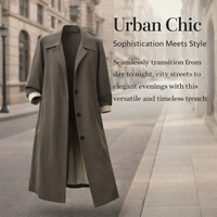 Womens Coats Plus Size Double Breasted Trench for Autumn, Long Sleeve Blend Office Wear Jacket, Business Casual Outerwear