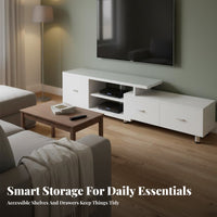 Coffee Table and TV Cabinet Set Small Apartment Friendly Retractable TV Stand and Coffee Table Easy to Clean Glass Surface Room Set for Homeowners
