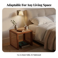 Rattan Cube Stool Versatile Multi-Purpose Low Seat Handmade Look for Living Room