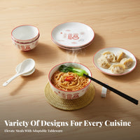 Ceramic Dinnerware Set, Chinese Style Tableware, Wedding Gift Box, Red Festive Bowls & Chopsticks, Home Use