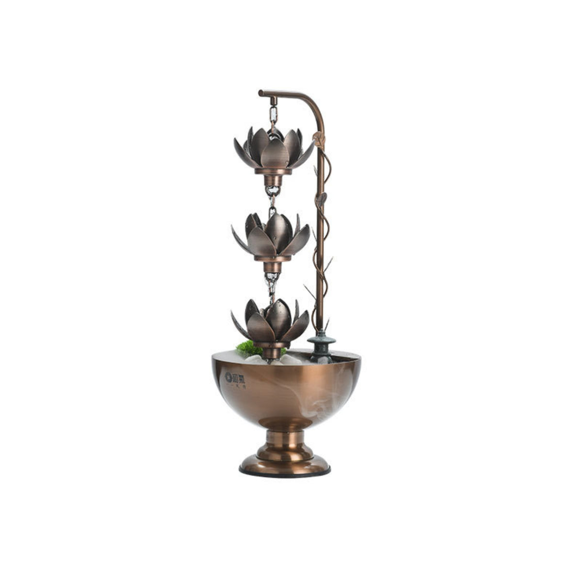 Fountain with Lotus Tiers 3-Tier Tabletop Fountain Metal for Meditation