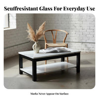 2-Tier Glass Top Table Multi-Functional 2-Tier Glass Table adaptable Use Easy to Clean for Office Managers, Reception Area