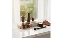 8 Pieces Espresso Accessories Set with Tamping Station Cleaning Brush Dosing Funnel Puck Screen Scoop-leveler Organizer Suitable for Coffee Enthusiasts Home Organization