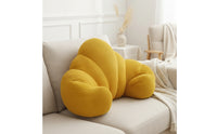 Supportive Arc-shapedShaped Back Cushion Ribbed Backrest with Side Bolsters Soft Support Pillow Cushiony for Readers, Sofa, Dorm Rooms