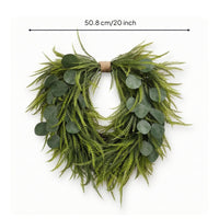 Heart-Shaped Wreath Easy to Hang Fern and Eucalyptus Wreath Full for Entryway