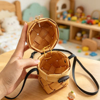 Tube Bag Woven Wooden Bag Strap Personal Accessory for Children