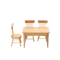1:12 Scale Miniature Wooden Table and Chair Set for Dollhouse Kitchen