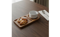 Wooden Tray Unique Shape Wooden Tray with Rattan Coaster Handcrafted Acacia Wood Snack Platter for Home, Cafe, Hotel