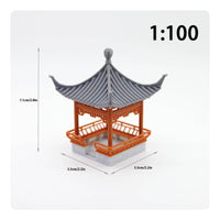 Four-Corner Pavilion Figurine Compact Size Mini Chinese Pavilion for Study Room