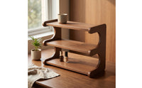 3-Tier Rack with Curved Supports Sturdy Tabletop Storage Rack Wooden Shelf for Professionals, Students, Dorm, Countertop