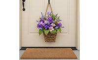 Violet Lavender Door Hanger Family Appreciation Day Gift Artificial Flower Hanging Basket Ready to Hang Artificial Hanging Flower Basket for Porch