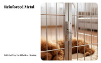 Dog Cage with Removable Tray Easy to Clean Large Dog Crate with Wheels Rust Resistant for Medium Dogs, Indoor, Outdoor