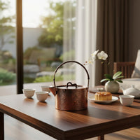Thickened Wall Handmade Copper Teapot Extra Thick Handmade Pure Copper Kettle Coating-Uncoated Traditional Hammered Teapot Stable Base for Collectors, Home Decor