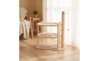 Feline Activity Center with Scratching Surface Multi-Level Wooden Feline Activity Center Sisal-Wrapped Furniture for Cats, Kittens, Living Room