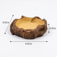 Wood Grain Water Bowl Tortoise Water Bowl, Snake Accessories for Vivarium, Spill Resistant Water Dish for Geckos, Reptiles and Tree Frogs, Resin