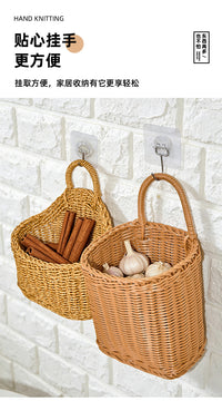 Wall-Mounted Storage Basket for Vegetables and Fruits, Woven Plastic
