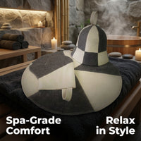 Wool Sauna Hat Set for Steam Bath, Sweat Absorbing Sauna Cap for Men Women, Heat #variant:Sauna Hat Set - Grey with White