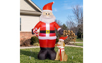 Inflatable Santa Kris with Dog Tall Santa Kris Inflatable with Dog Festive Lawn Decoration Whimsical for Garden