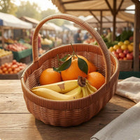 Carry Basket Open Top Wicker Storage Basket Tall Handle
