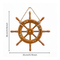 Ship Wheel Wall Decor Classic Nautical Wooden Nautical Steering Wheel Rustic Design Wall Hanging for Bar, Restaurant, Man Cave