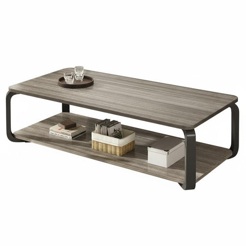2-Tier Rectangular Table Modern Minimalist Design Two-Tier Rectangular Stand Sturdy Frame Living Room Furniture for Homeowners, Lounge Area, Entryway