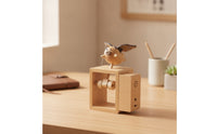 Hovering Piglet Music Box Wood Wooden Music Box Whimsical Wooden Sculpture for Collectors, Desks, Shelves, Bedrooms