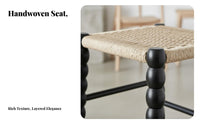 Bobbin Leg Woven Stool Nordic Design Counter Chair Vintage Aesthetic French Country Aesthetic for Interior Designers, Bar