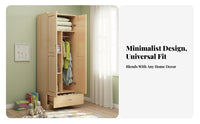 Simple Design 2-Door Wardrobe with Drawers space-saving Size Bedroom Furniture and complimentarystandingstanding Storage Cabinet sturdy Construction for Children, Single grown-ups, homeowners, kid's Room, Apartment, roomy Closet
