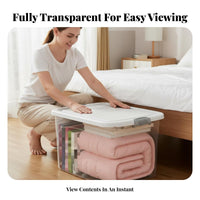 Clear Plastic Storage Box Sturdy Construction Extra Large Organizer Tote