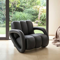 Lounge Chair with Armrests Geometric Upholstered Lounge Chair Sculptural Cushioned Armchair for Living Room, Bedroom, Reading Corner