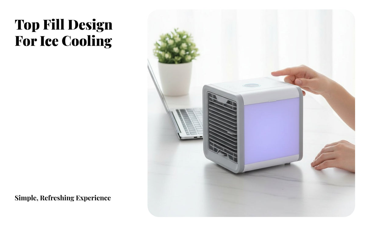 Mini Air Conditioner Humidifier Function Portable Water-Cooled Chiller Multi-Functional Mini Water-Cooled Chiller for Office, Desktop, Bedroom
