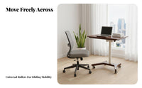 Adjustable Rolling Desk Easy Assembly Adjustable Rolling C-Table Slim Base