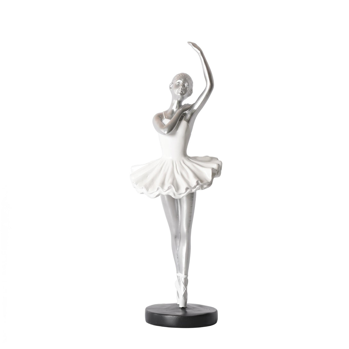 Ballet Performer Figurine White Tutu-Style Ballerina Statue Black Base for Shelf