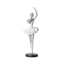 Ballet Performer Figurine White Tutu-Style Ballerina Statue Black Base for Shelf