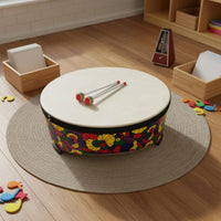 22-Inch Wooden Floor Drum Develops Rhythm Children Floor Drum Ideal Gift Percussion Instrument for Young Children, Dance Class, Early Education